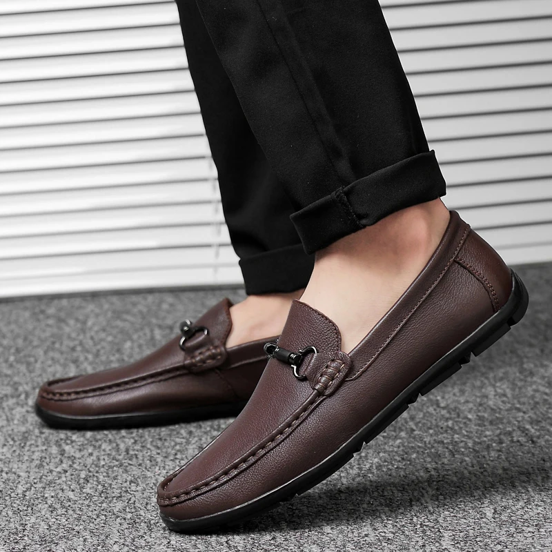 

FIXSYS Brand Genuine Leather Casual Shoes Summer Breathable Driving Shoes High Quality Flat Moccasins Fashion Casual Office Shoe