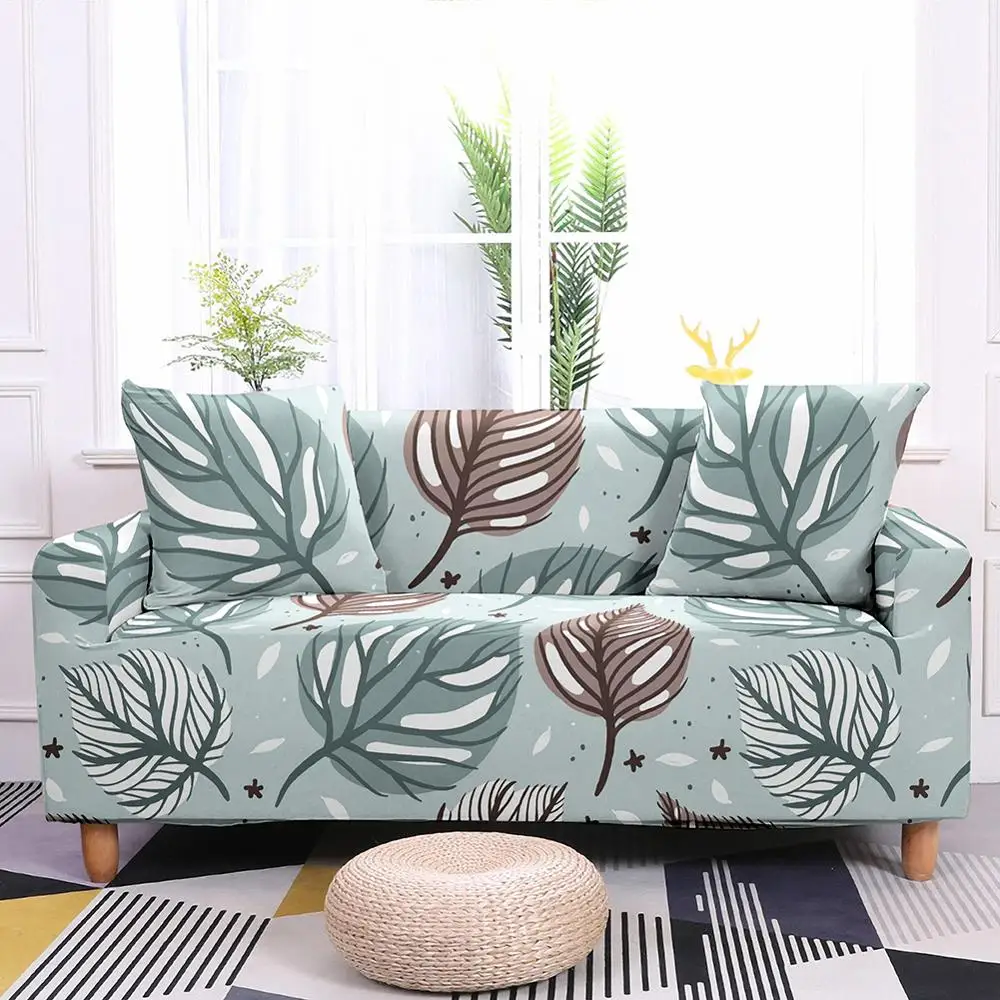 Чехол для дивана с принтом листьев эластичный чехол угловой чехлы гостиной|Чехлы