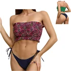 Женский комплект из 2 предметов, бикини с высокой талией без бретелек, купальный костюм с открытыми плечами, женские стринги, бикини, 2021