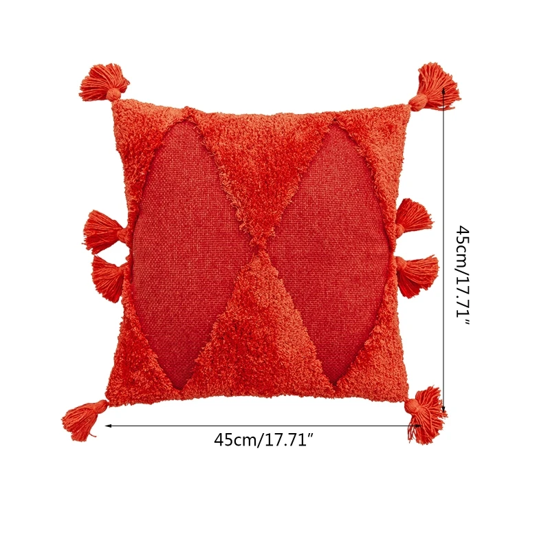 

2021 New Morocco Solid Color Throw Pillow Case Triangle Woven Tufted Tassel Cushion Cover
