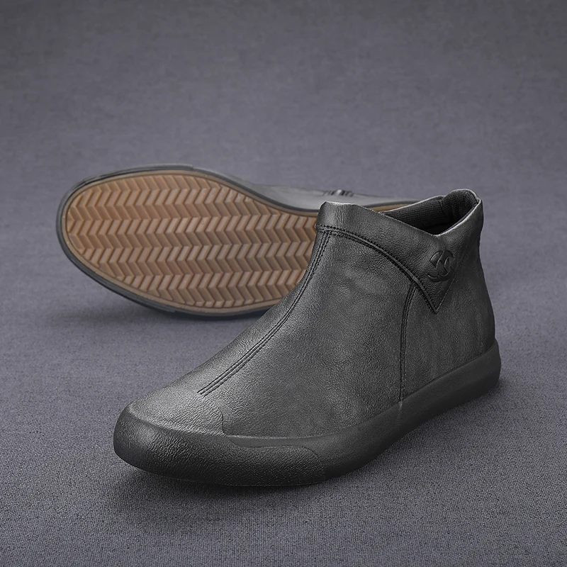 

Men's Leather Casual Shoes slip on Trend Loafers Men Shoes British Fashion Men High Top Sneakers New Moccasins Men shoes