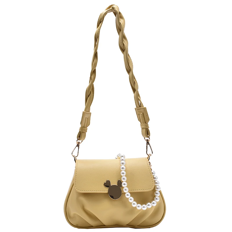 

Retro small bag female 2020 new fashion web celebrity pleated armpit bag minority design pearl one-shoulder cross-body bag