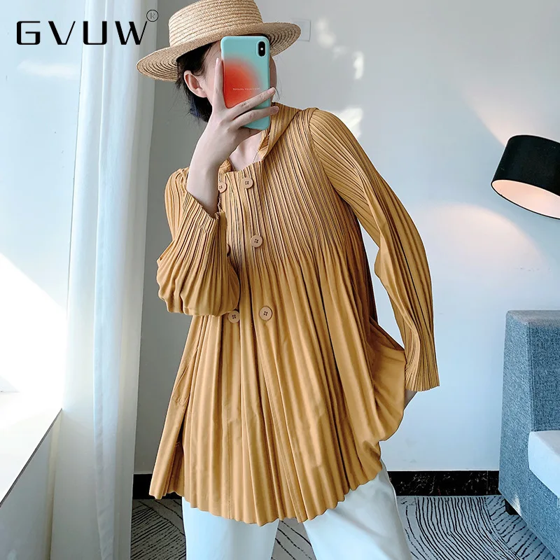 

GVUW Short Windbreaker Coat Women's Sanzhai Fold Autumn And Winter 2021 Hooded Double Breasted Hanging Feeling Small Coat