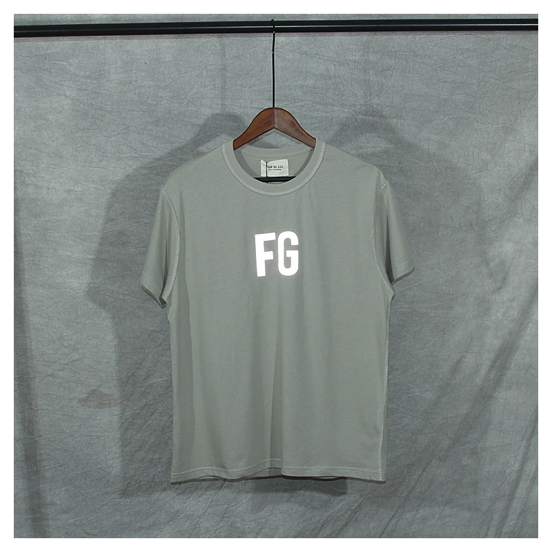 

FG 3M Reflective letter cotton T shirts Men Women Oversized Top o-neck Tee Essentials pure cotton T-Shirts Streetwear