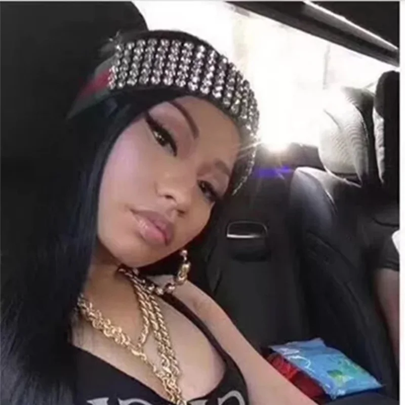 European and American fashion shining Rhinestone elastic hairband women hip hop crystal stripe hairband gift jewelry rack