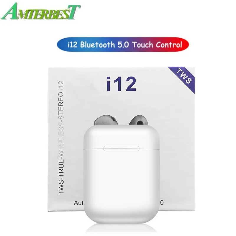 AMTERBEST i12 Tws Беспроводные Bluetooth 5,0 мини наушники сенсорное управление наушники гарнитуры для Iphone Android PK i30 i60 i200 i500