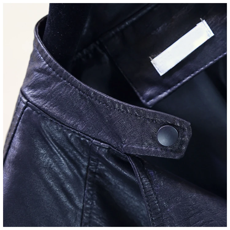

Fahion Loose Faux Leather Jacket Women Mandarin Collar Zipper Punk Streetwear Outwear Motorcycle Biker Coat FemaleLeather Clothe