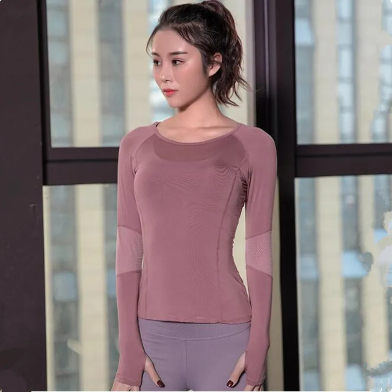Новинка 2019 спортивные топы с длинным рукавом женская футболка для спортзала и
