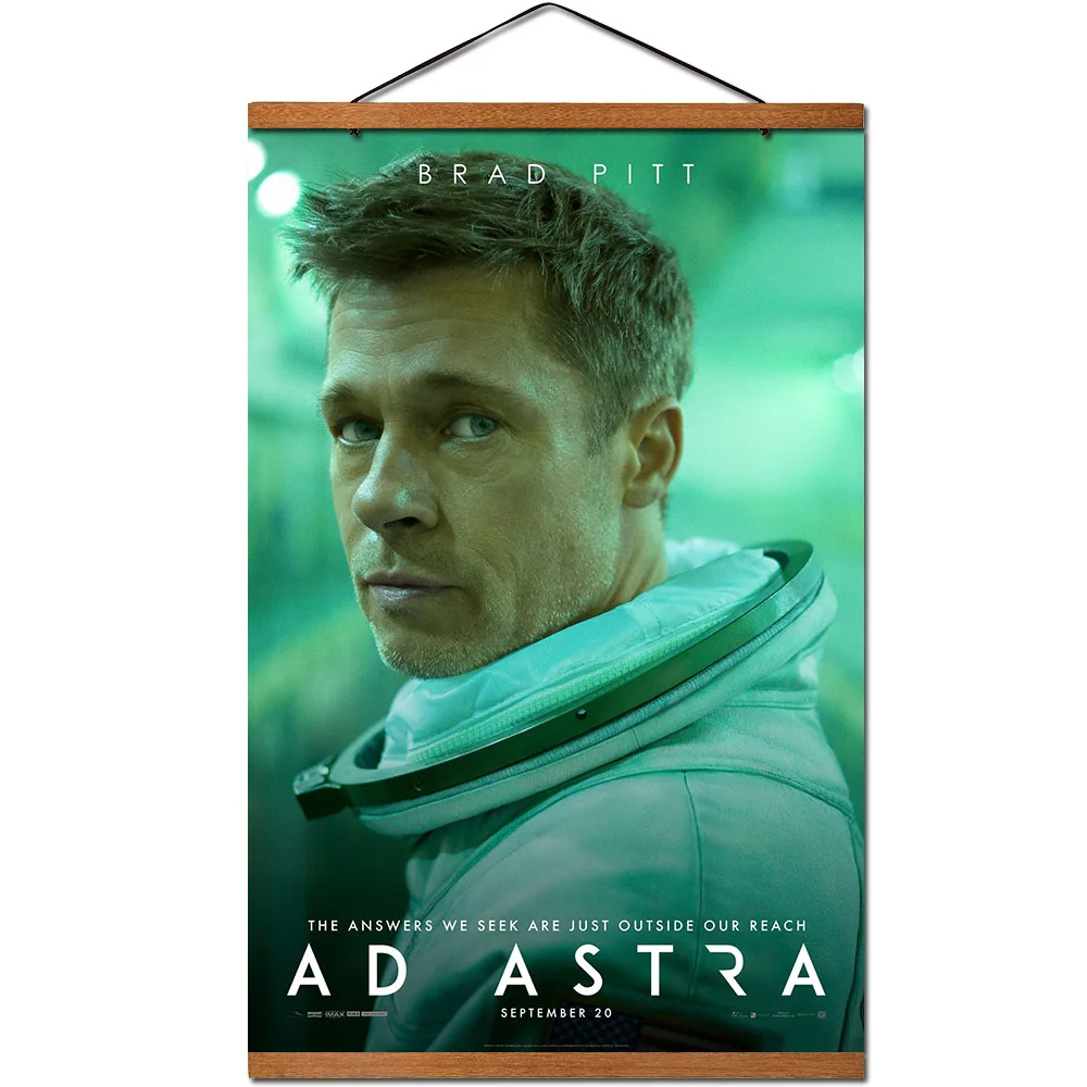 Брэд Питт в Ad Astra фильм плакат прокрутки Холст Картина с тиком дерево стены