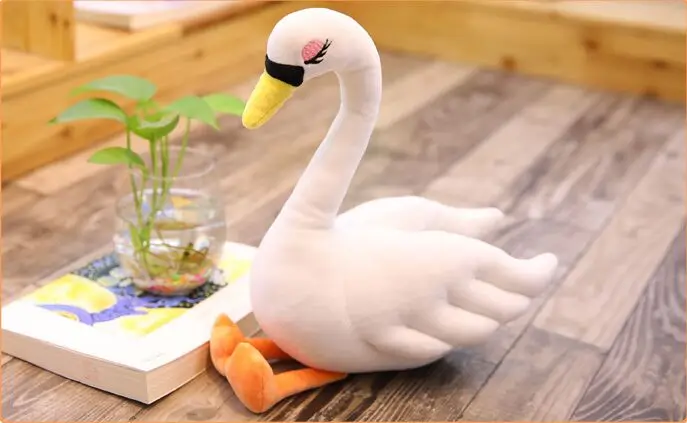 Маленькая милая плюшевая игрушка лебедь Мягкая Белая кукла подарок около 35 см |