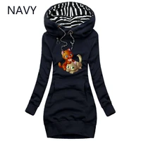 2021 autumn and winter women dresses fashion long sleeve hoodie dress casual hooded dresses for women pullover dress