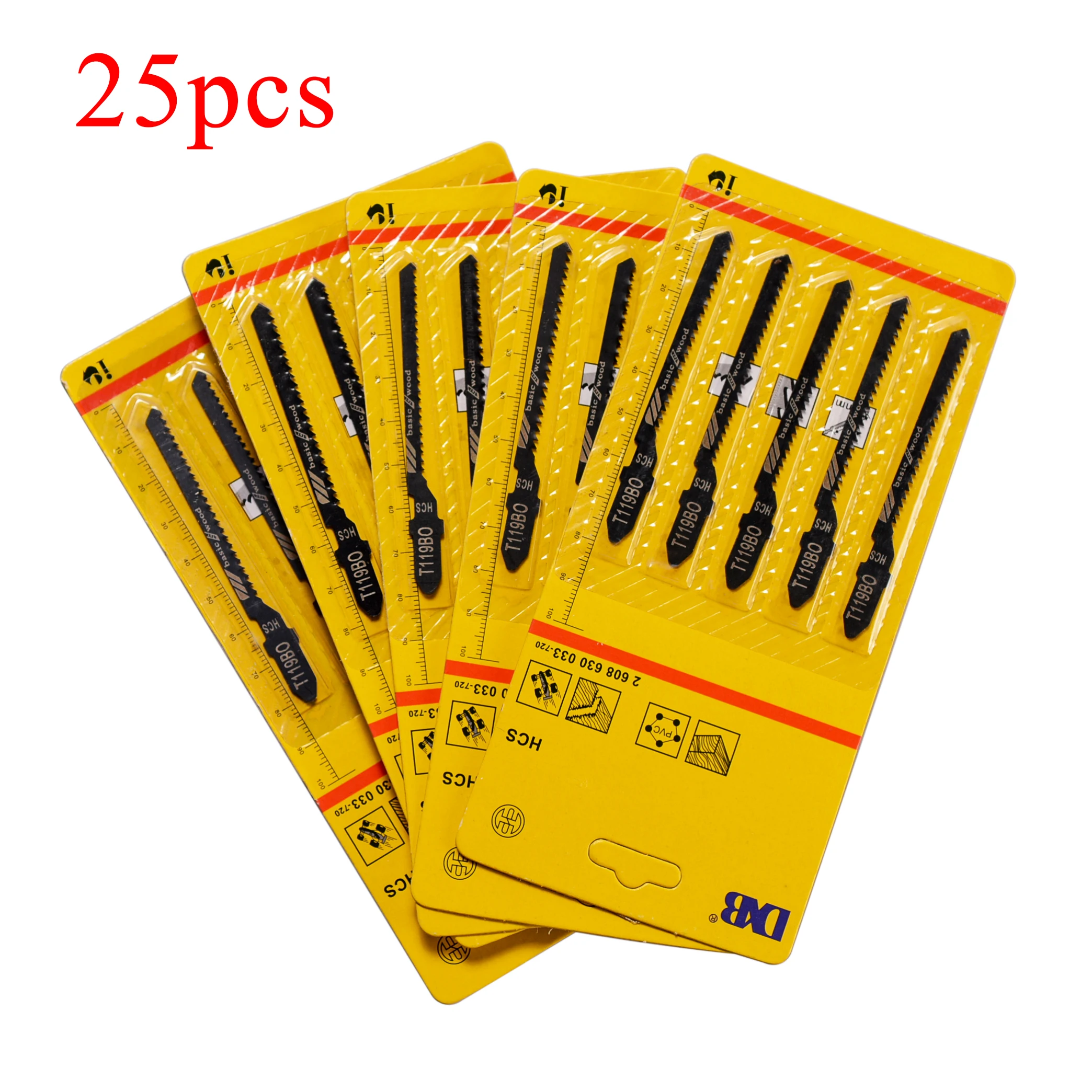 

25Pcs/Set T119BO Jig Saw Blade Set Metal Steel Jigsaw Blade Set Fitting For Plastic High Carbon steel Woodworking Tools