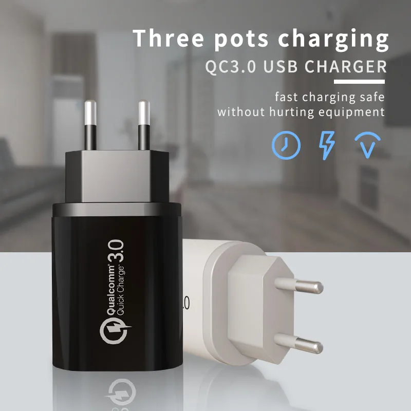 Зарядное устройство USB 18 Вт для iphone xiaomi huawei 5 В а 3 порта быстрая зарядка адаптер ЕС