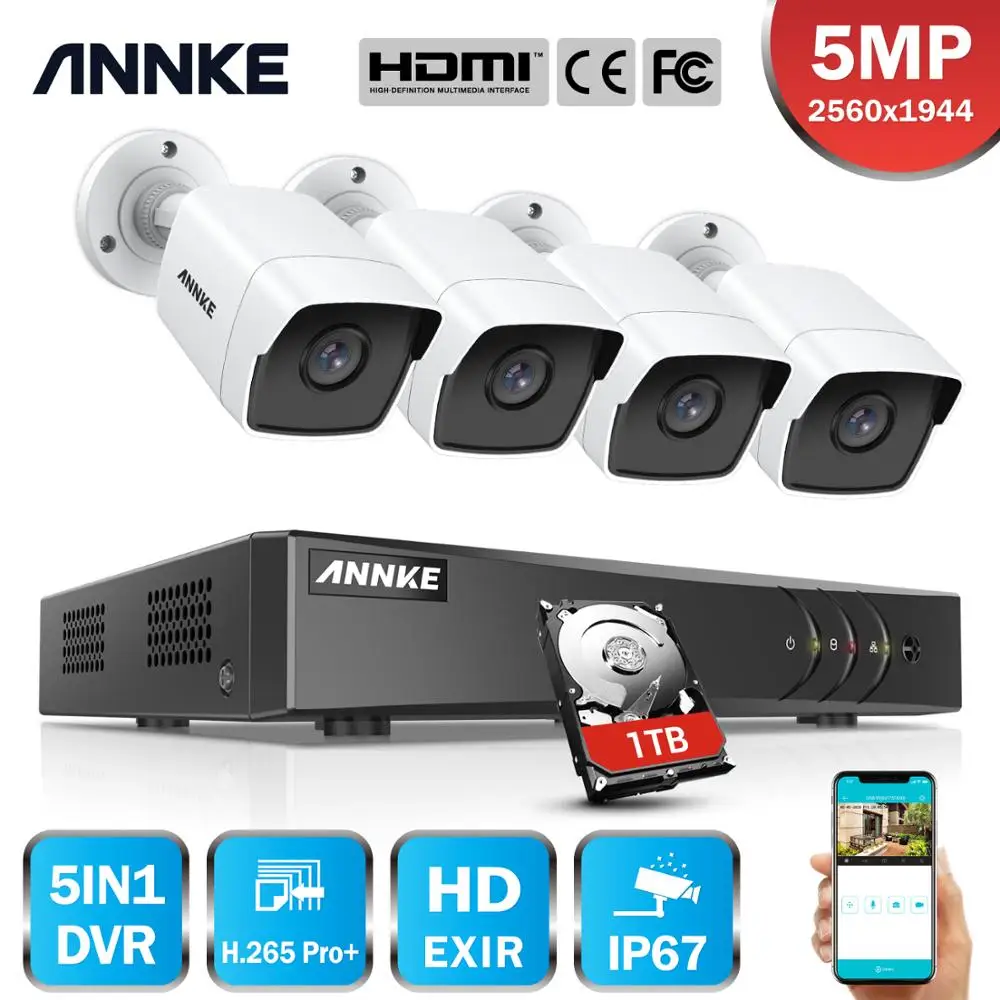 Камера видеонаблюдения ANNKE 8 каналов 5 МП Ultra HD в 1 H.265 + | Безопасность и защита