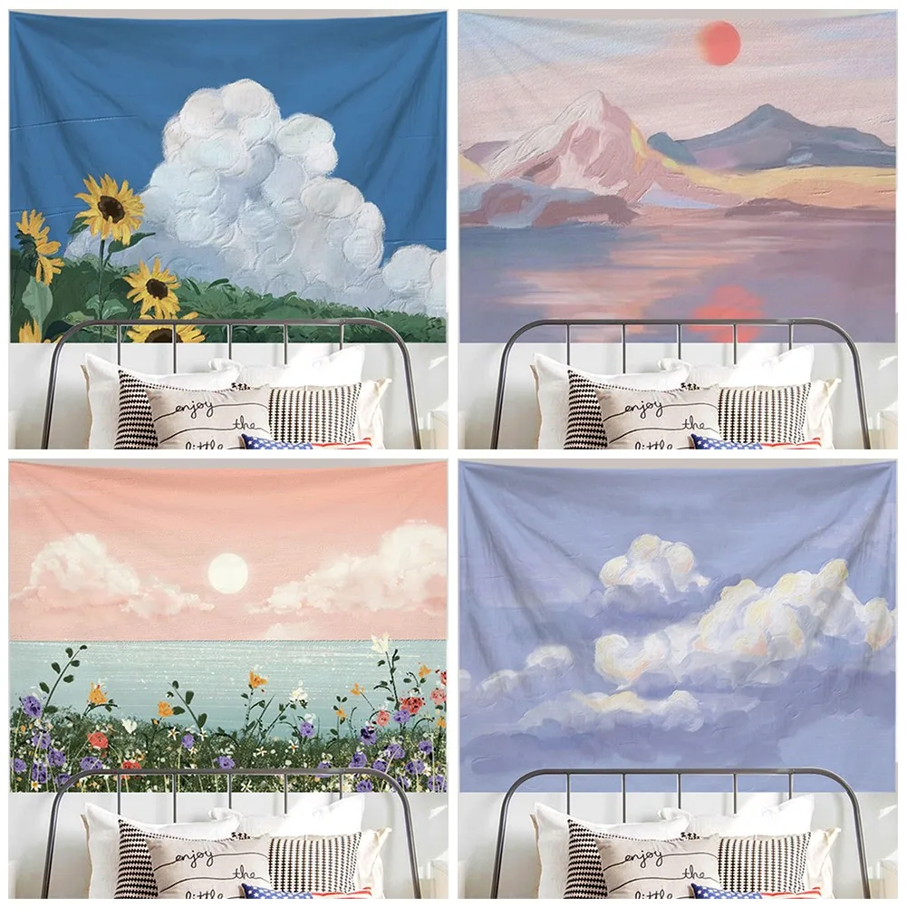 Oil Painting Tapestry Dorm Room Wall Decor View Hanging Decoration Background Cloth Aesthetic Tapestry Home Decor Tapestry