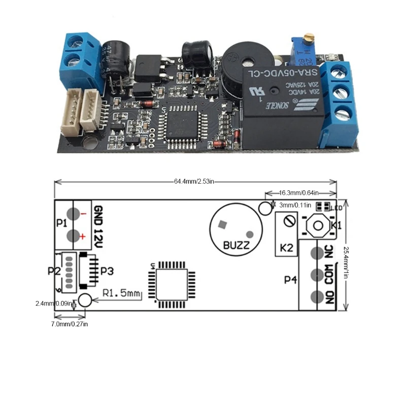 

NEW-K202 DC12V Low Power Fingerprint Control Board + R502AW Fingerprint Module Square Fingerprint Recognition Module