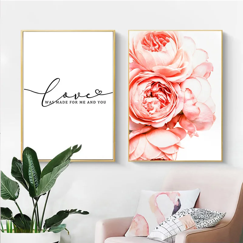 Настенный постер в скандинавском стиле с изображением пионов настенные картины