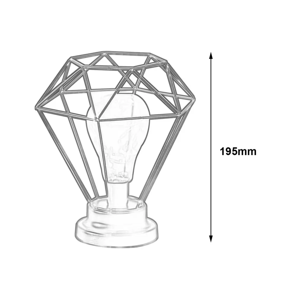 

Fashion Diamond Shape Desk Lamp Battery Powered Bedroom Decoration Tablet Night Light With Switch Iron Art Photography Props