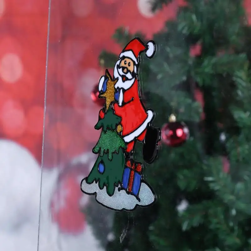 Рождественские силиконовые наклейки на стекла большое окно дверь стена обклеить