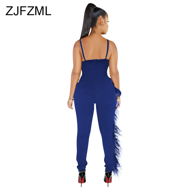 Женский комбинезон на бретелях спагетти с открытой спиной и боковыми