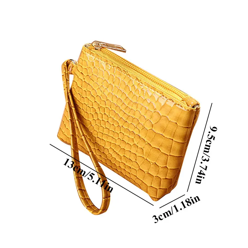 

Retro Crocodile Pattern Bag Coin Purse Retro PU Leather Solid Color Mini Bag For Women Textured Small Coin Purse Zipper