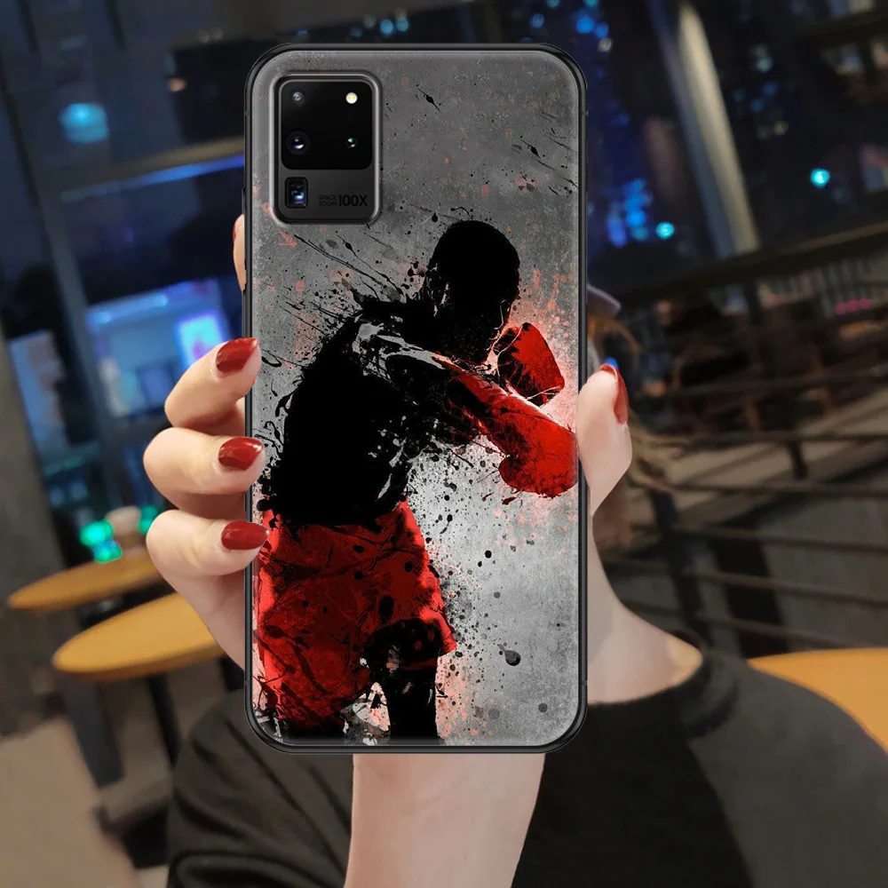 Martial Arts MMA Boxing Gloves Phone case For Samsung Galaxy Note 4 8 9 10 20 S8 S9 S10 S10E S20 Plus UITRA Ultra black silicone images - 6