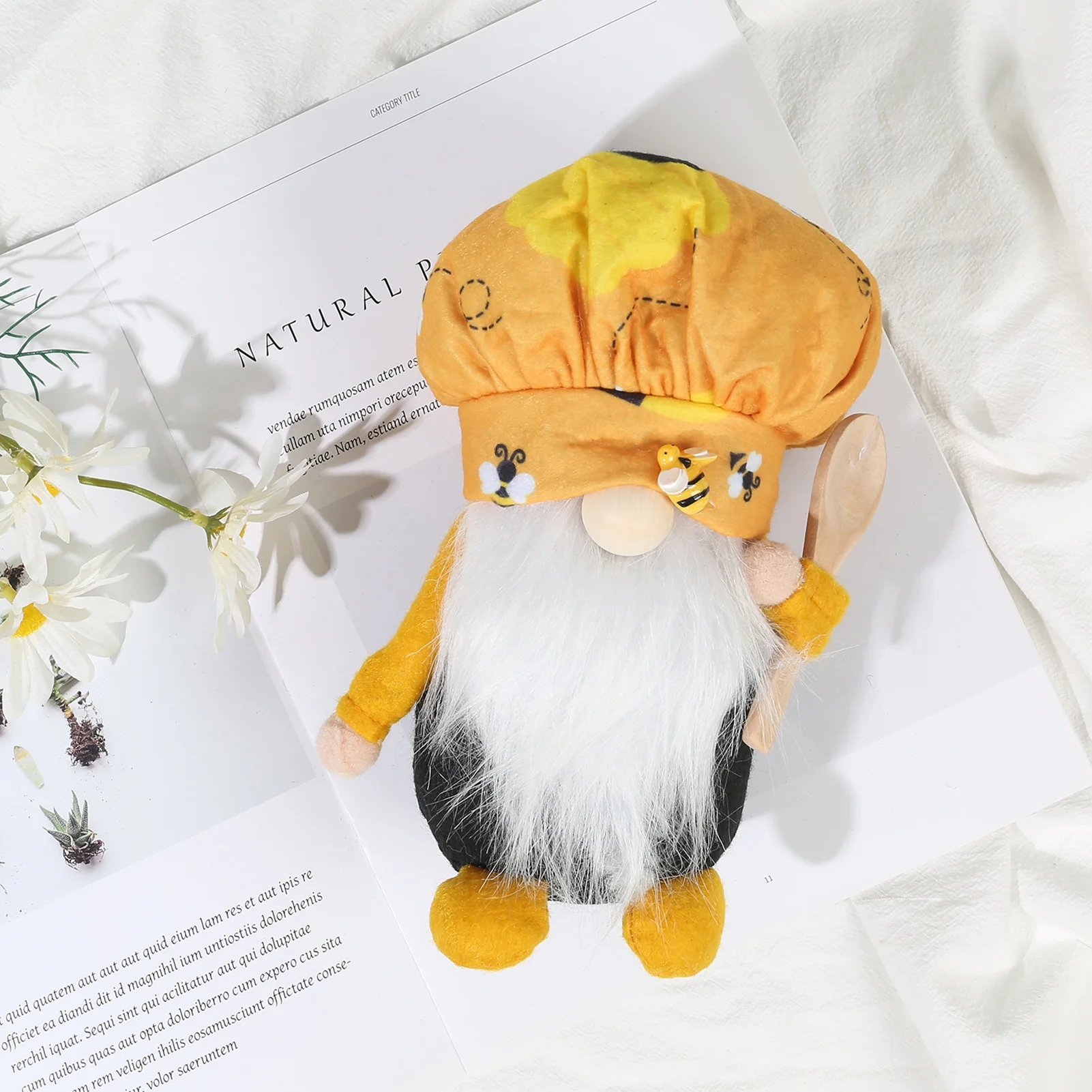 

2PCS Sweet Gnome Plush Dolls with Long Beard Yellow Couple Toys Decor for Valentine's Day Wedding Gift B88