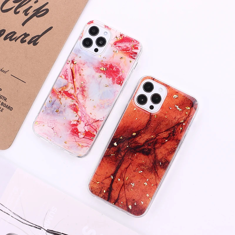 

Fashion Bling Gold Foil Marble Glitter Protection Phone Case For iPhone 12 11 Pro Max XR XS Max X 7 8 Plus Smooth Phone Coque