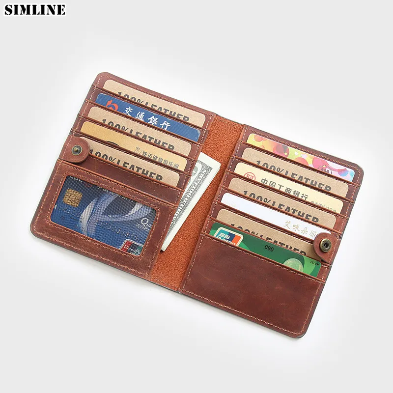 Мужской Дорожный кошелек органайзер SIMLINE винтажный дорожный из натуральной кожи