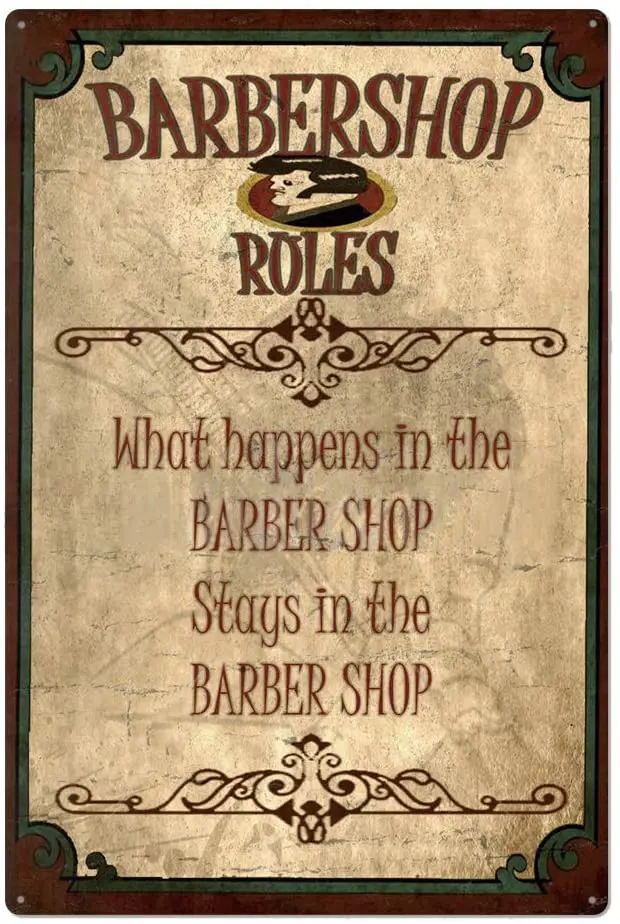 

Original Retro Design Barbershop Rules Tin Metal Signs Wall Art, Thick Tinplate Print Poster Wall Decoration Sign 12 X 8 Inches