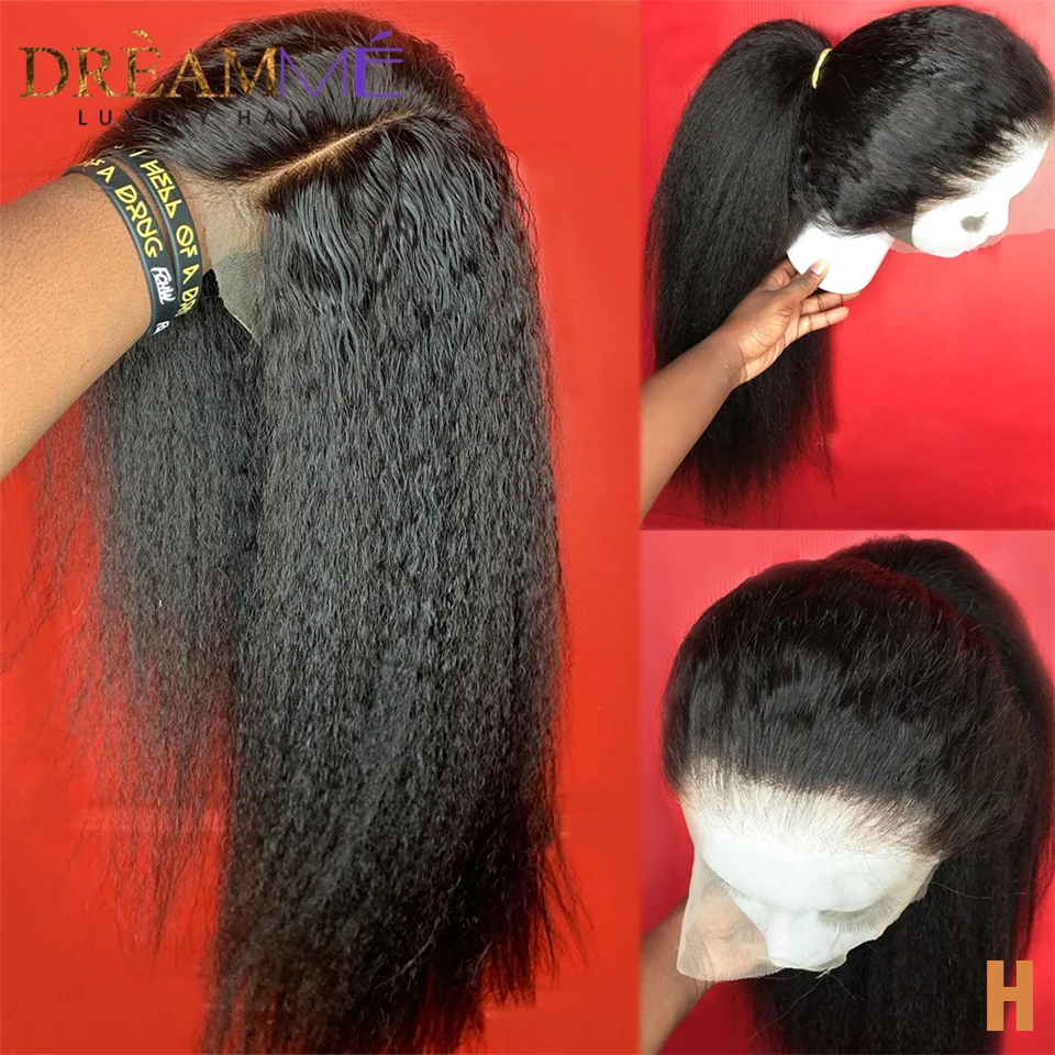 

Brazilian Kinky Straight Wig 13X6 Lace Front Human Hair Wig for Women Coarse Yaki Straight 150% Density Lace Front Wig Remy Hair