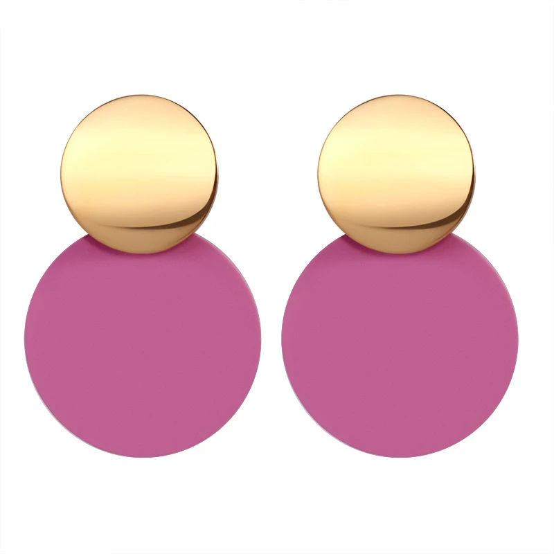 Pink ZWC, модные корейские Винтажные серьги-капли для женщин, свадебные Большие геометрические металлические Висячие серьги, ювелирные изделия - Окраска металла: Pink