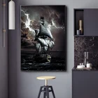 Черный парусник винтажные картины на холсте пиратский корабль в море плакаты и принты настенные картины для гостиной украшение для дома