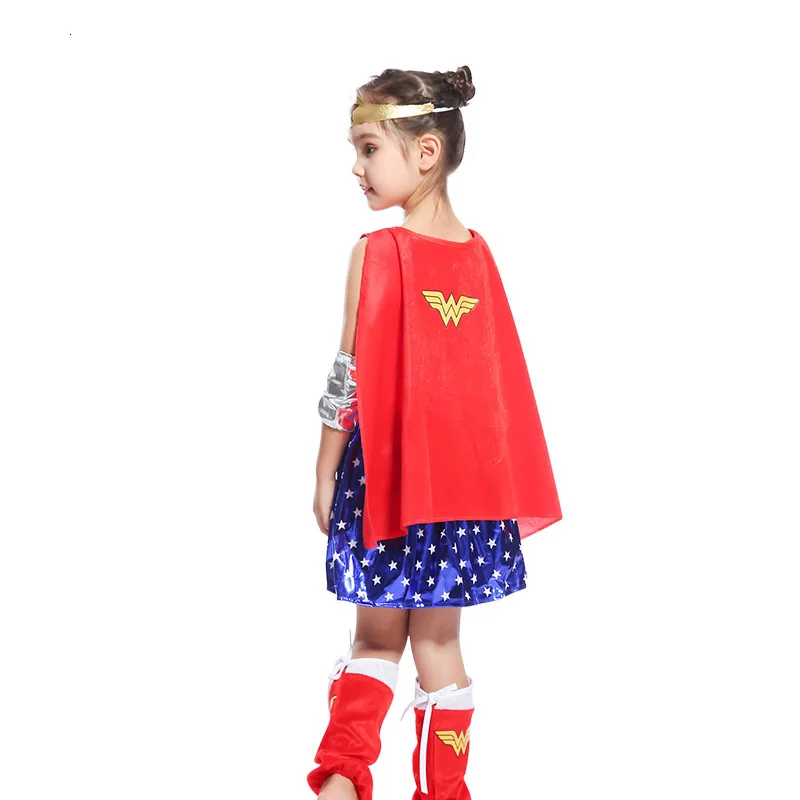 Новый роскошный костюм Чудо девушки для детей супергероев Хэллоуина