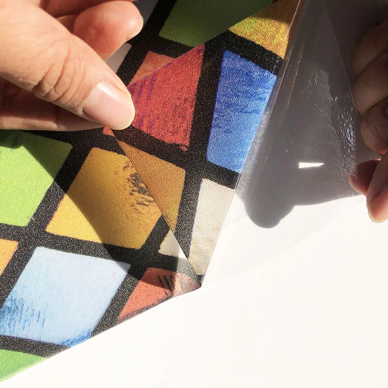 Высококачественная полупрозрачная самоклеящаяся витражная пленка высокого