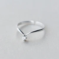 women v cz shape ring letter opening fashion jewelry pure 100 925 sterling silver finger rings best gift