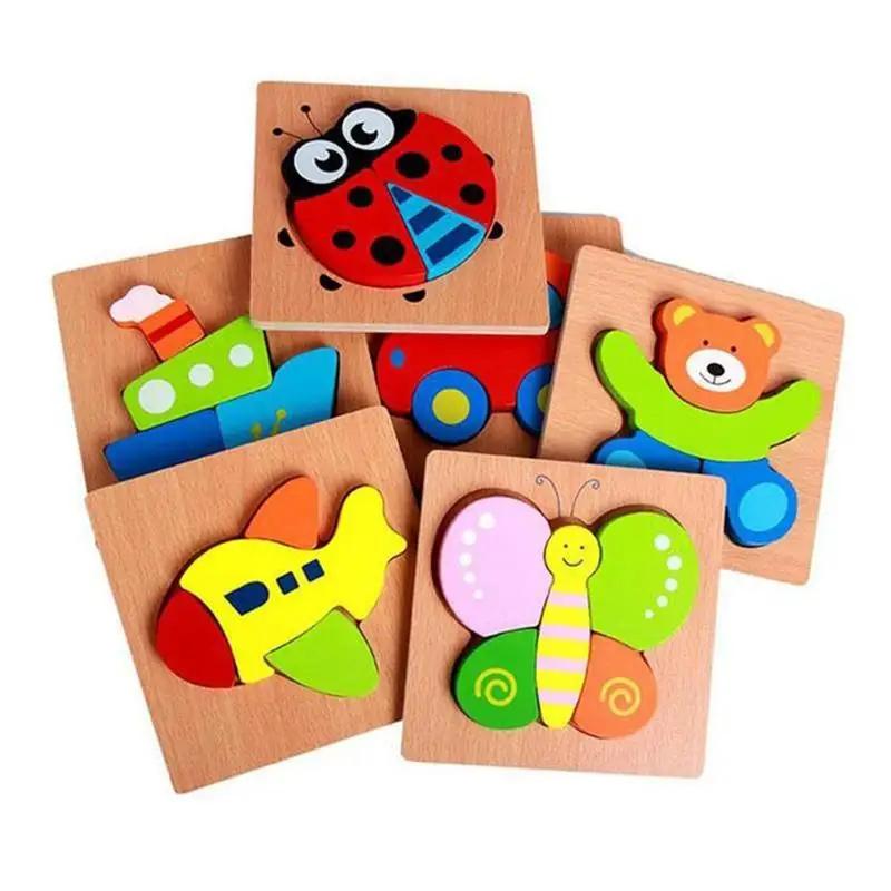 

Wooden 3d Three-dimensional Puzzle Thicken Animal Cartoon Traffic Puzzle Infant Baby Educational Early Education Building Block