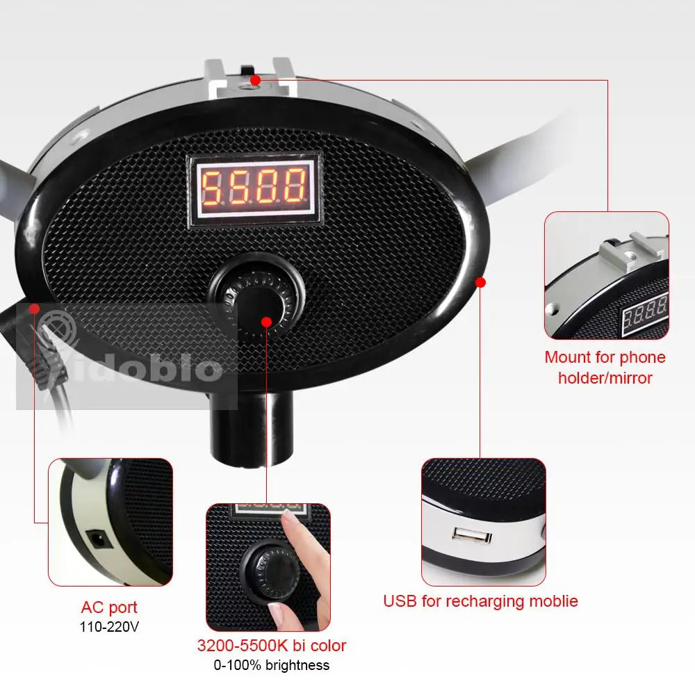 

Foldable LED Light Double-Arm Fill Light 50W/80W 3000-6000K Photography Studio LED Ring lamp for YouTube Makeup Video