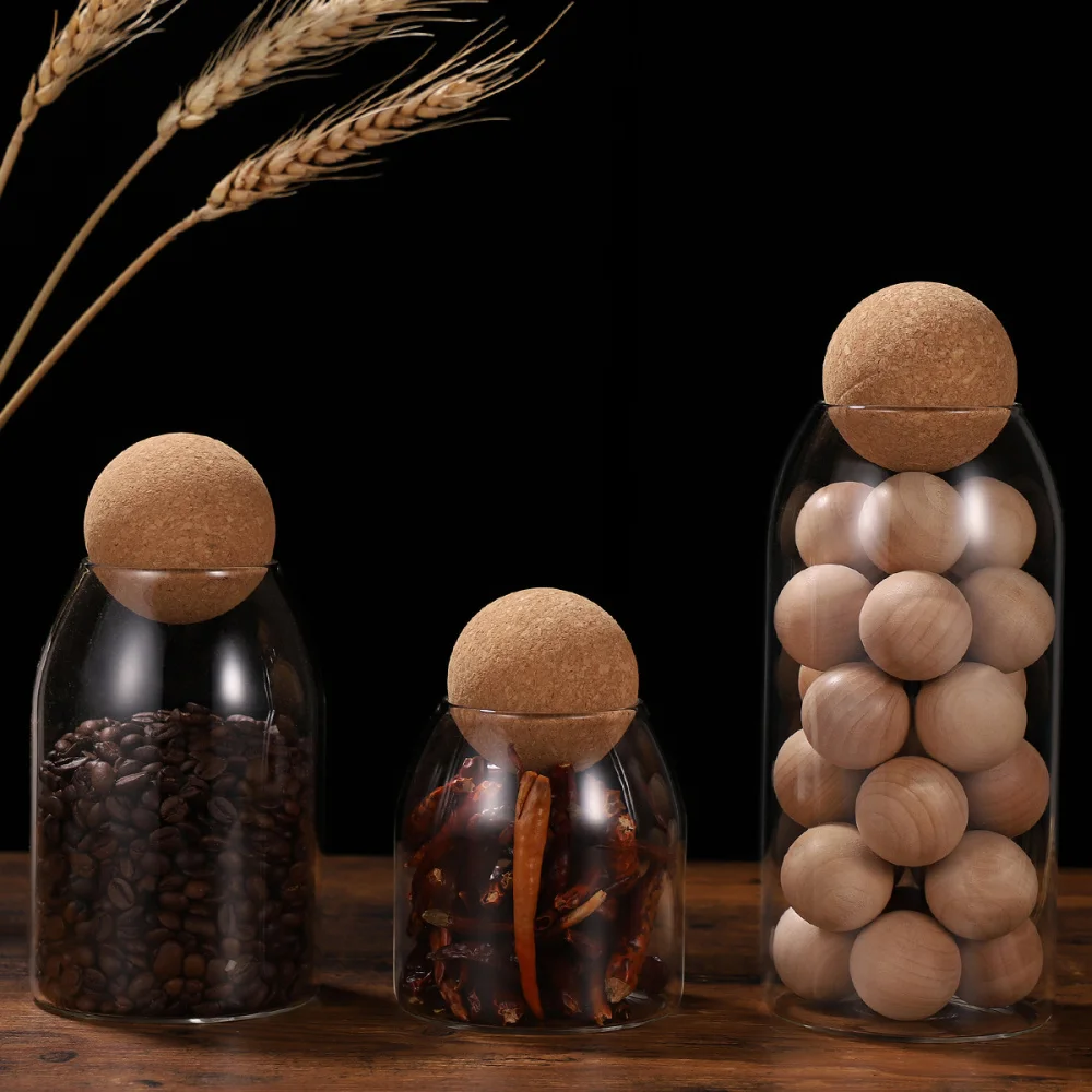 

BESTONZON 3pcs Transparent Glass Storage Tank Borosilicate Glass Sealed Cans Food Grains Container with Cork