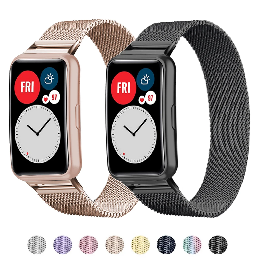 

Milanese Loop Strap For Huawei Watch FIT band Accessories Magnetic stainless steel watchband metal bracelet Huawei fit belt Nice
