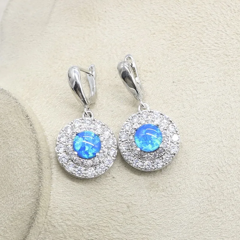 Серебро 925 белый опал Дубай ювелирные наборы для женщин ожерелье серьги кольцо с