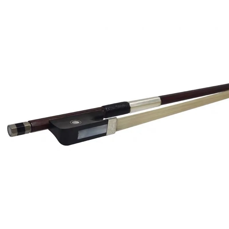 4 / 4 violin bow Brizil Wood ebony horsetail warehouse bow bar silver silk Lizard Leather Cover