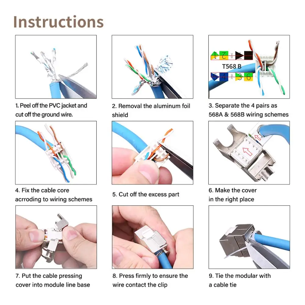 RJ45 CAT 7 инструмент меньше STP экранированный Keystone Jack AMPCOM самоблокирующийся Cat7
