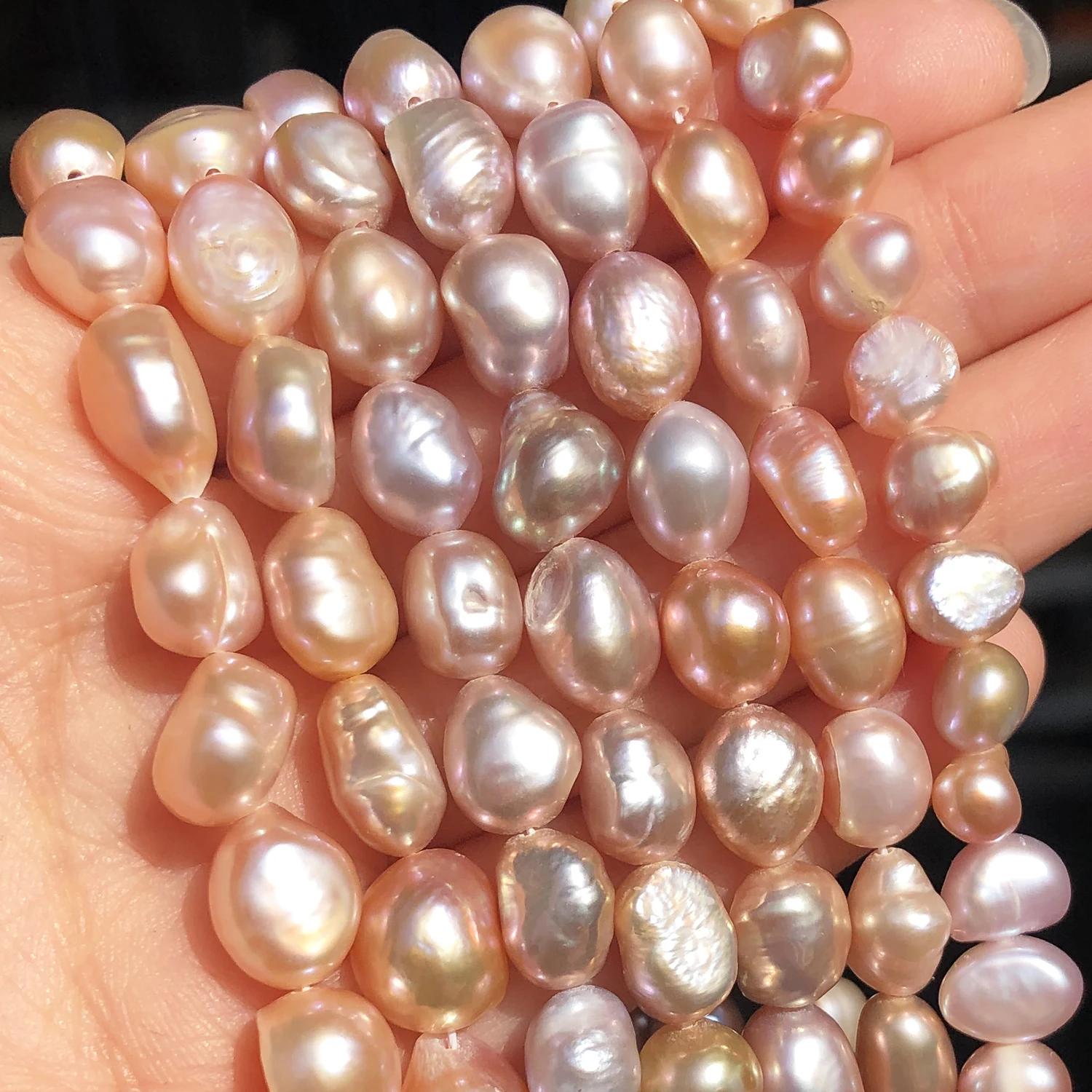 

Fine Natural Pearl Beads Oval Purple Freshwater Pearls Punch Beads for DIY Craft Bracelet Necklace Jewelry Making 15'' inches