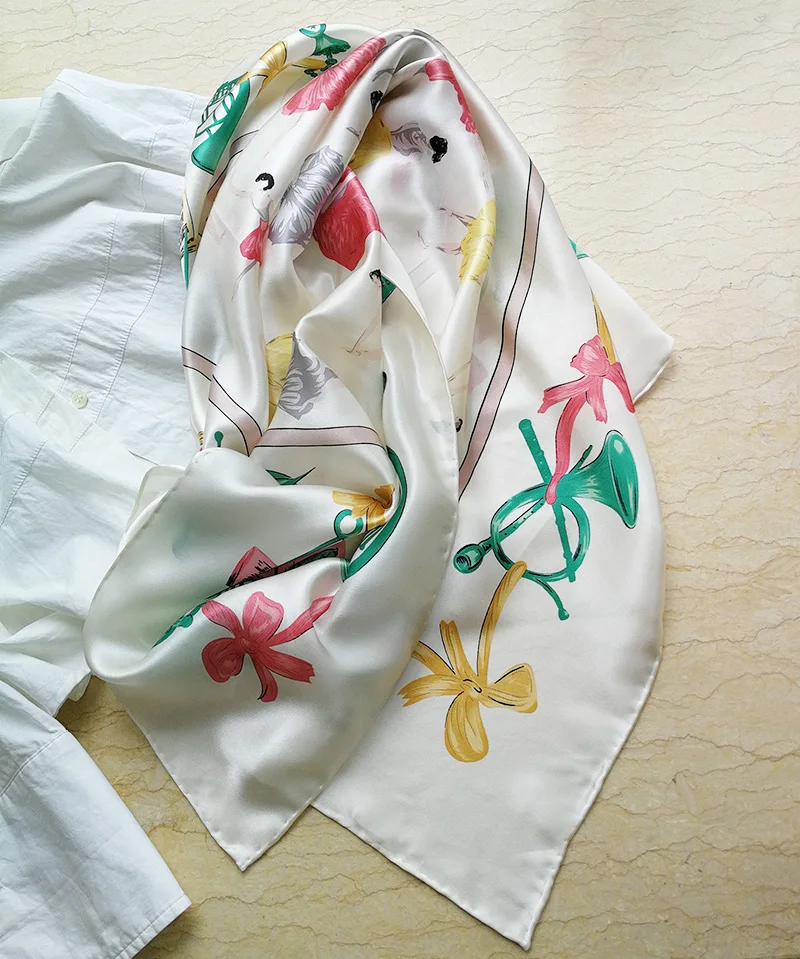 100% чистый шелк атлас квадратный большой шарф шаль обёрточная бумага Косынка 34 5