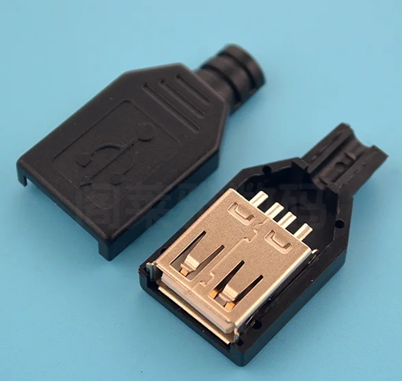 USB A гнездовой картридж типа мама с теплоизоляцией трехкомпонентный пластиковый