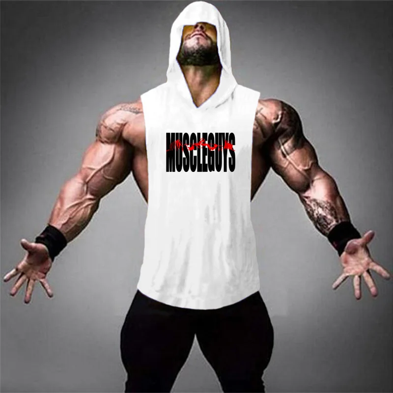 

Bodybuilding Cotton Tank Top Men Vest Muscle Hooded Sleeveless Shirt Casual Gyms Clothing Brand Singlet Fitness Sportswear