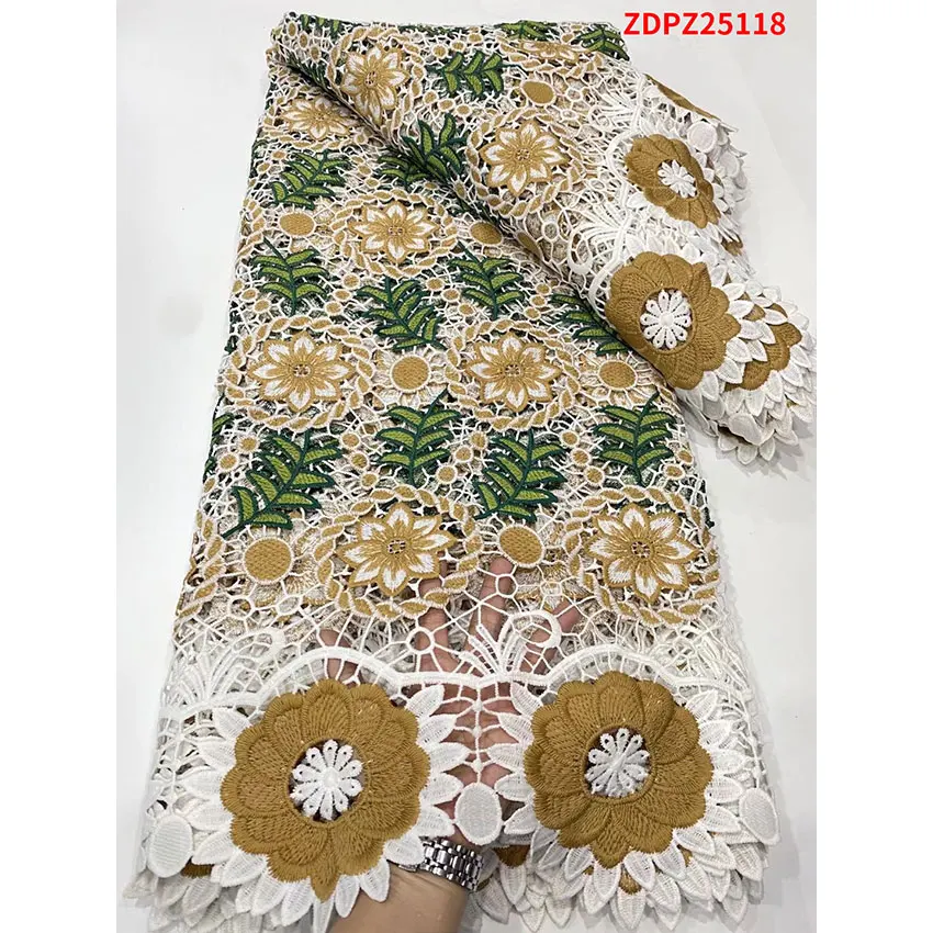 

French Mesh Net Lace Fabric ​African Nigeria Vintage ​sequins Water soluble multicolor flower Cloth For Party Dres ZDPZ25118