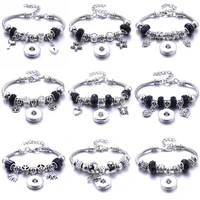 european and american style black crystal bracelet womens fashion jewelry 18mm snap buckle bracelet snaps buckle jewelry gift