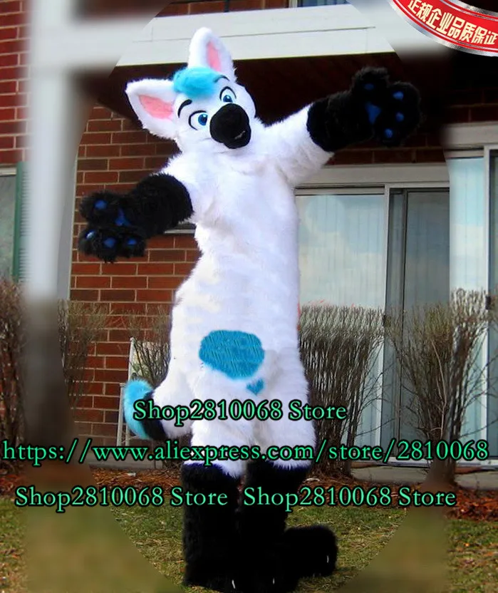 Горячая Распродажа белый длинный пушистый хаски собака лиса волк талисман